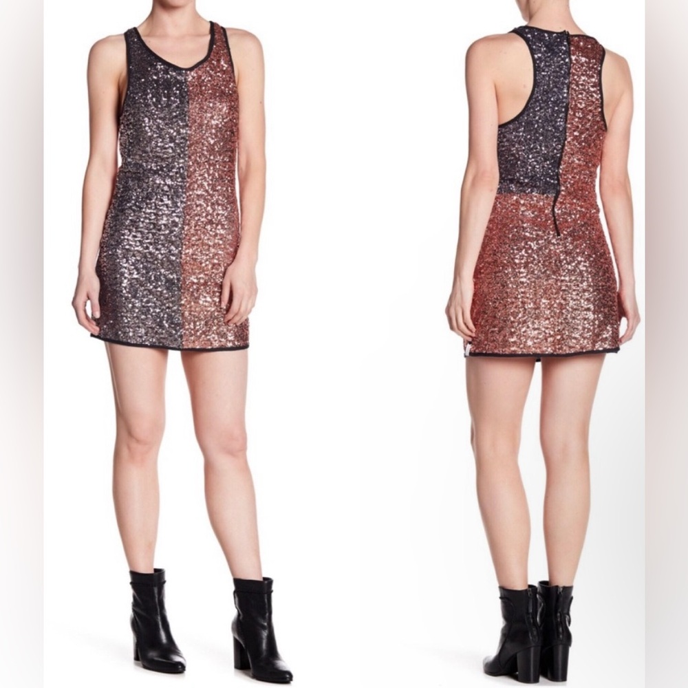 NWT One Teaspoon Scarface Money Sequin Mini Dress - Bronze